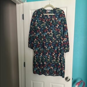 Johnny Was Multicolor Floral Midi Dress 100% Cotton